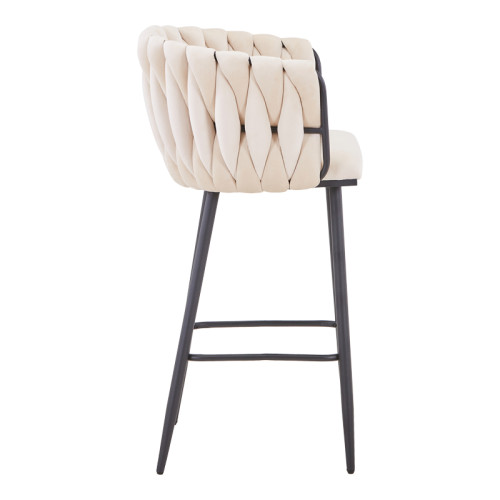 Vivian bar stool beige velvet-leg black metal 57x50x100cm