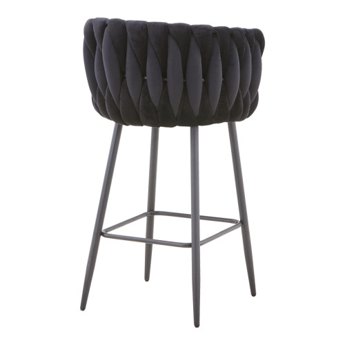 Vivian bar stool black velvet-leg black metal 57x50x100cm