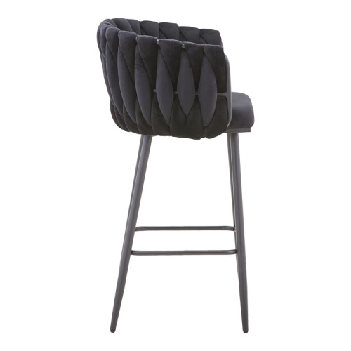 Vivian bar stool black velvet-leg black metal 57x50x100cm