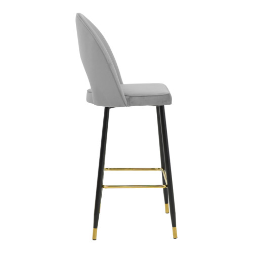 Bar stool Casenio velvet grey-black-gold metal base 48x50x117cm