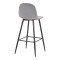 Bar stool medium height Bella light grey velvet fabric-black metal leg 41x47x93cm