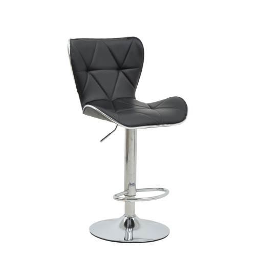 Bar stool Jorine height adjustable black pu-chrome base 53x44x114cm