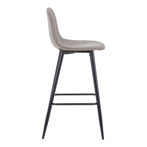 Bar stool medium height Bella light grey fabric-black metal leg 41x47x93cm