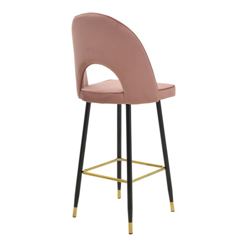 Bar stool Casenio velvet rotten apple-black-gold metal base 48x50x117cm