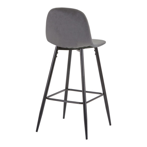 Bar stool medium height Bella dark grey velvet fabric-black metal leg 41x47x93cm