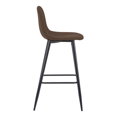 Bar stool medium height Bella brown fabric-black metal leg 41x47x93cm
