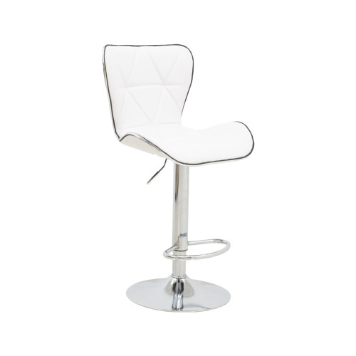 Bar stool Jorine height adjustable white pu-chrome base 53x44x114cm