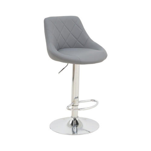 Bar stool Boronez height adjustable grey pu-chrome base 47x49x112cm