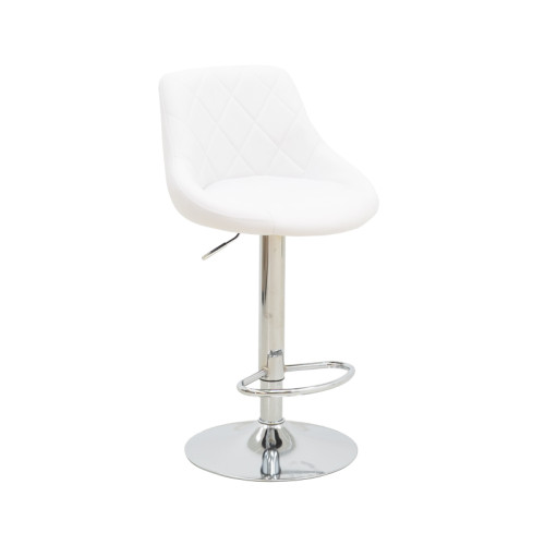 Bar stool Boronez height adjustable white pu-chrome base 47x49x112cm