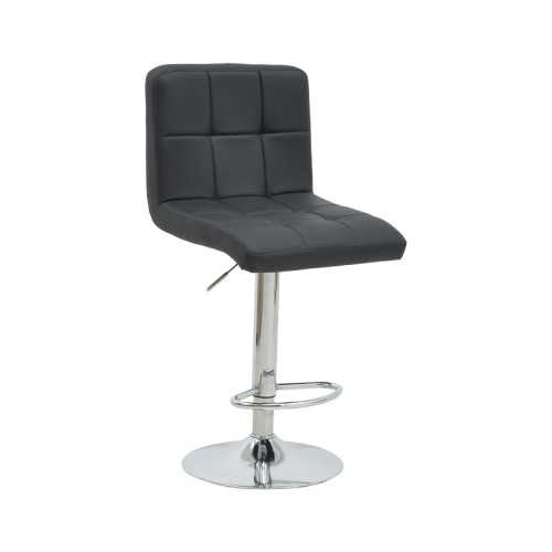 Bar stool Remina height adjustable black pu-chrome metal leg 44x44x112cm