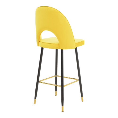 Bar stool Casenio velvet yellow-black-gold metal base 48x50x117cm