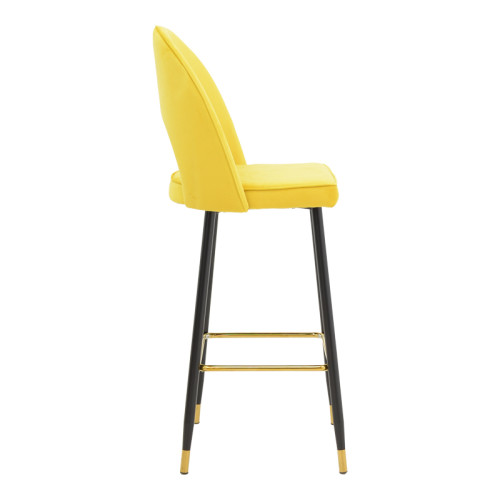 Bar stool Casenio velvet yellow-black-gold metal base 48x50x117cm