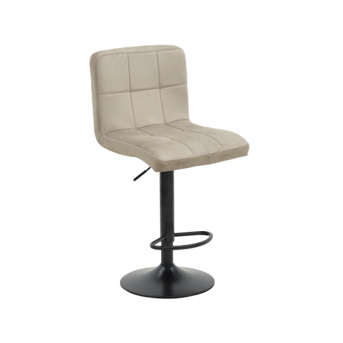 Bar stool Remina height adjustable beige velvet-black matt base 44x44x112cm