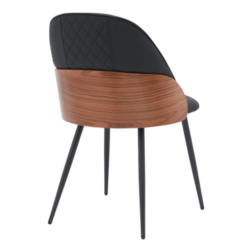 Chair Konny black pu-walnut metal 48x59x80cm