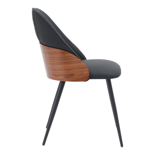 Chair Konny black pu-walnut metal 48x59x80cm