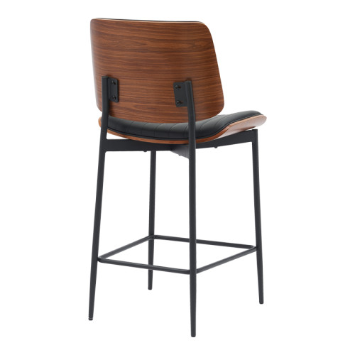 Bar-stool Kathy black pu-walnut metal 48.5x52.5x96cm