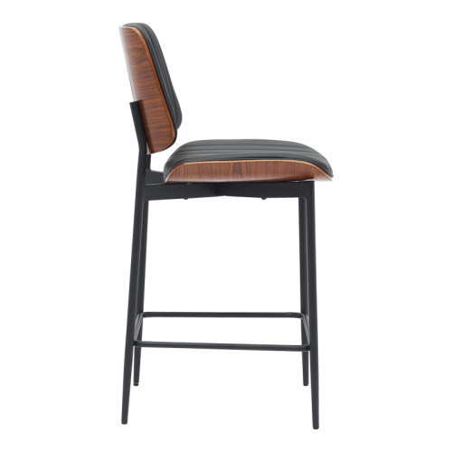 Bar-stool Kathy black pu-walnut metal 48.5x52.5x96cm