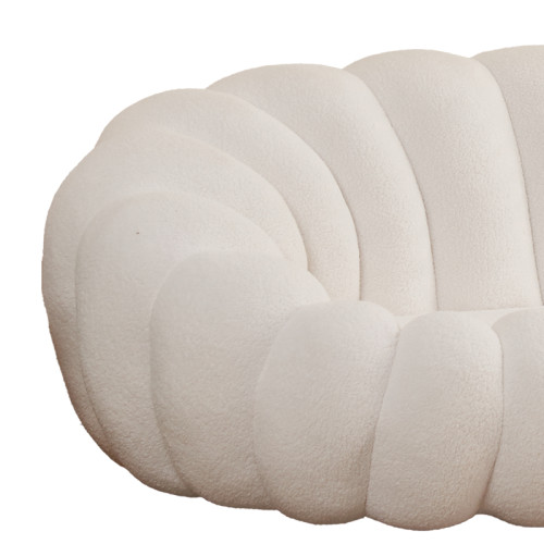 Sofa Margaritine white bouclé fabric 180x100x67cm