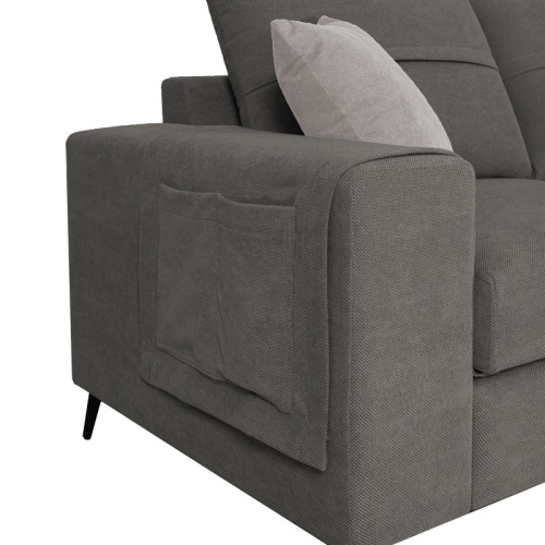 Left corner sofa Montana grey fabric-light grey cushions 275x215x93cm