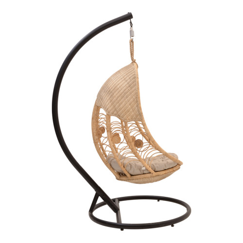 Swing Labreone rattan pe in natural color-black metal-beige cushion 82x82x200cm