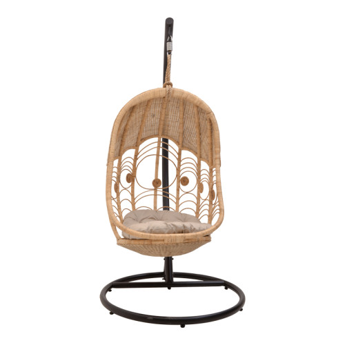Swing Labreone rattan pe in natural color-black metal-beige cushion 82x82x200cm