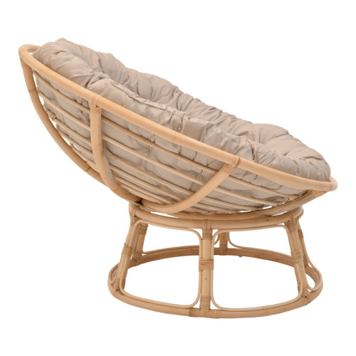 Armchair Servey natural color rattan pe-beige cushion D115x58cm