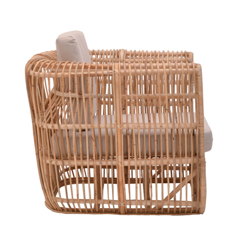 Armchair Fajole natural color rattan pe-beige cushion 86x86x66cm