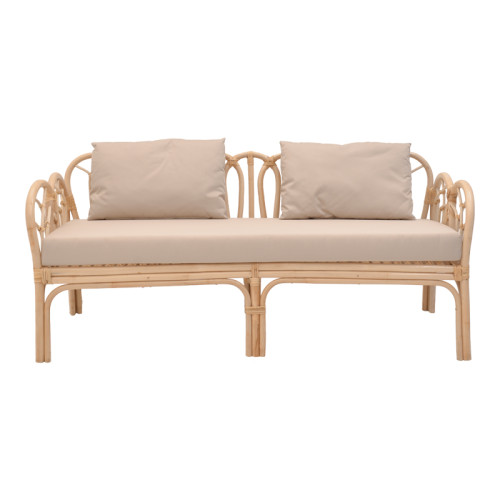 Sofa Ytrone natural color rattan pe-beige cushion 166x61.5x71cm