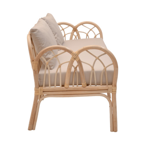 Sofa Ytrone natural color rattan pe-beige cushion 166x61.5x71cm