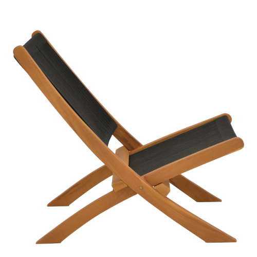 Seeal chair teak wood and rope in black shade 61x76x72cm