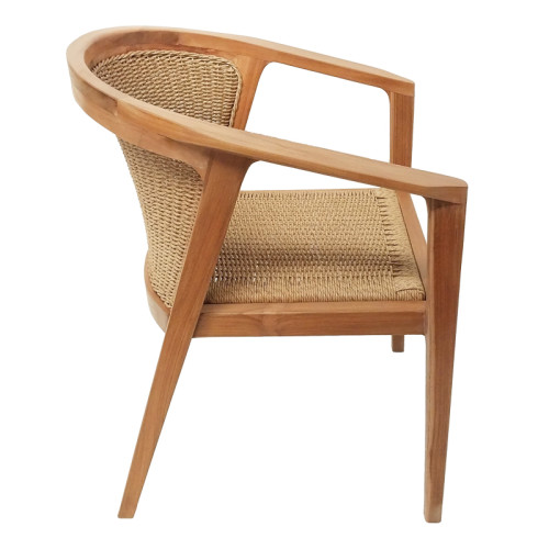 Granny armchair teak wood and synthetic rope in natural color 60x60x82cm