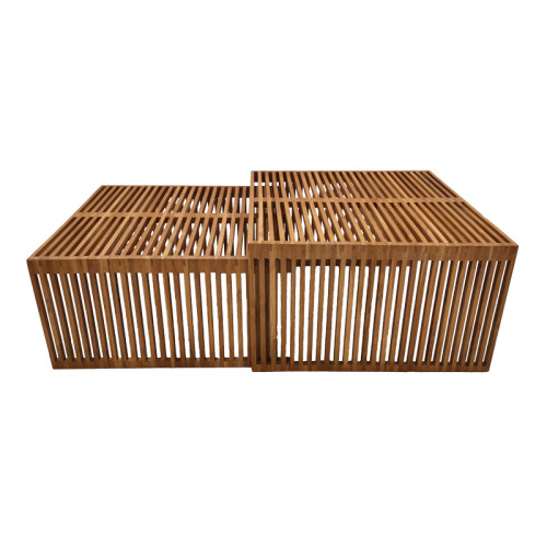 Tinnie table set of 2 teak wood in a natural shade