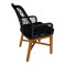 Armchair Elaiza teak wood and synthetic rope in natural-black shade with cushion 58x60x90cm