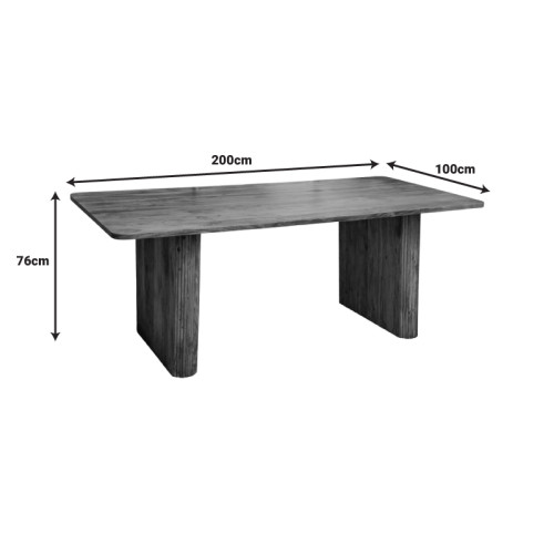 Casi Inart  table solid acacia wood in natural color 200x100x76cm