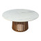 Mable coffee table solid acacia wood in natural color and marble surface top D100x45cm