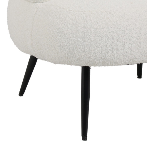 Armchair Foleja boucle fabric in white color with black metal legs 76x75x72cm DIOMMI 110-000091