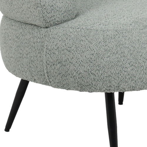 Аrmchair Foleja boucle fabric in light green color with black metal legs 76x75x72cm DIOMMI 110-000092