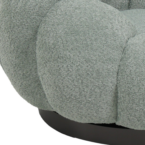 Armchair Nester swivel boucle fabric in light green color 98x97x69cm DIOMMI 110-000085