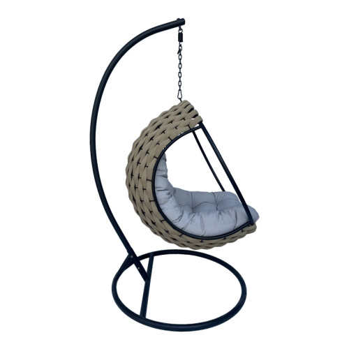 Swing Makito nest with black metal base - pvc in beige- grey color 100x105x195cm DIOMMI 368-000003