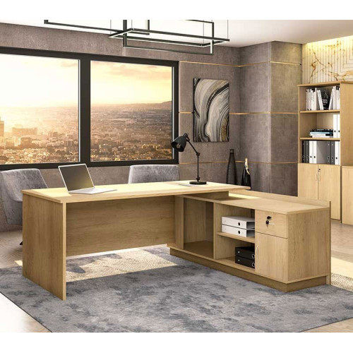 Commercial L shaped corner desk Amazon DIOMMI sonoma 180x160x76cm