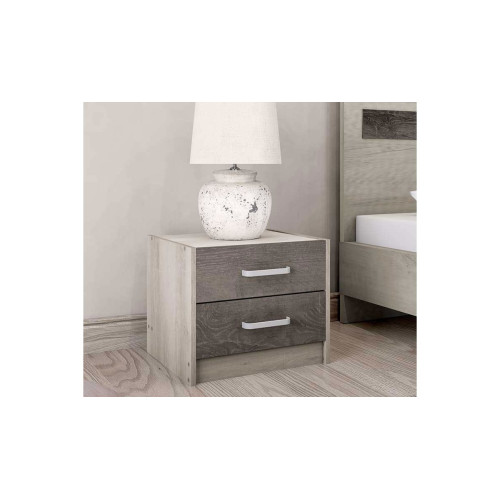 Nightstand Olympus DIOMMI with 2 drawers in castillo-toro colour 47,5x40,5x40,5