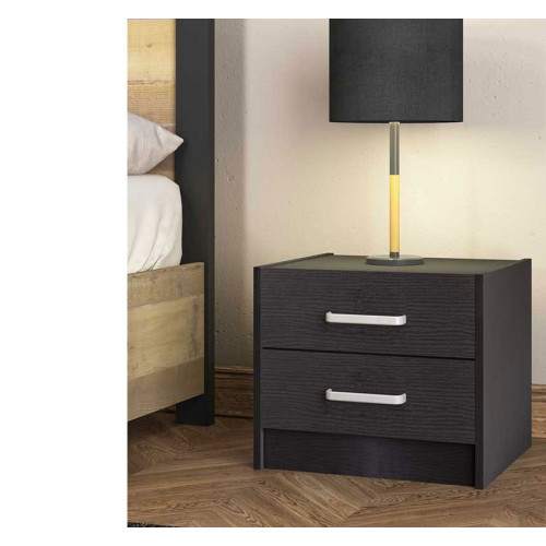 Nightstand Olympus DIOMMI with 2 drawers in wenge colour 47,5x40,5x40,5