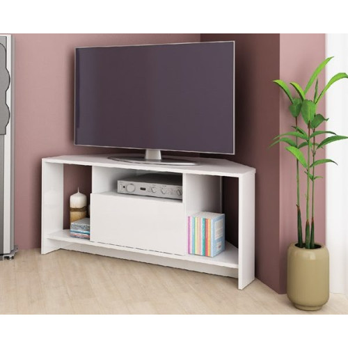 Corner TV cabinet Alfa 60 white gloss 110x45x49 DIOMMI 33-292