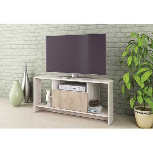 Corner TV cabinet Alfa 60 blanco oak/norte oak 110x45x49 DIOMMI 33-293
