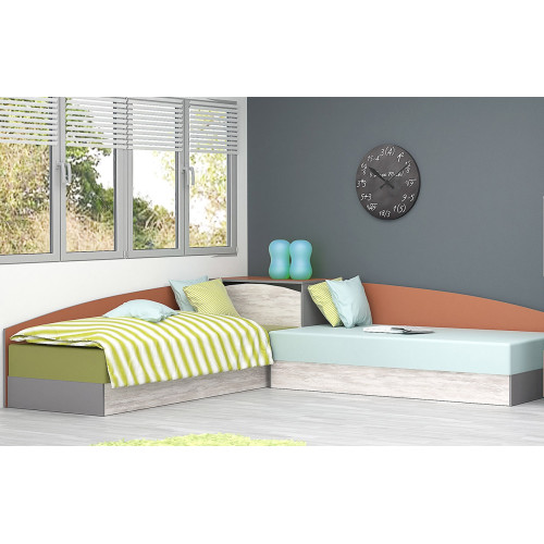 Corner beds for kids TOMAS grey/blanko/sahara DIOMMI 31-071