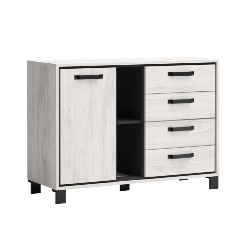 Chest of drawers Evelin M11 110x43x80 oak blanco/antracite DIOMMI 31-078