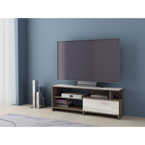 TV cabinet Alfa 70 colonial oak/white marble 120x30x45 DIOMMI 33-300
