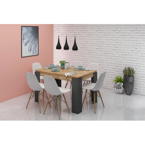 Dining Table Verona antracite/oak wotan 120-160x80x74 DIOMMI 33-332
