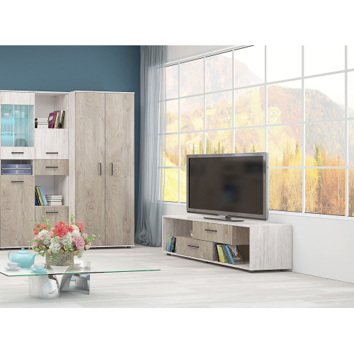 TV cabinet Viva M5 oak blanko/oak norte 130x46x45 DIOMMI 33-340