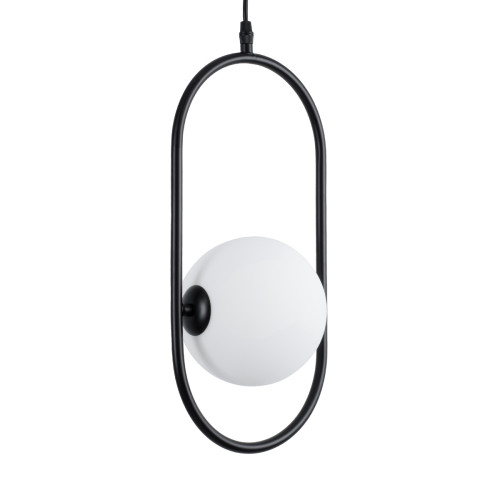  HAMBURG 00589 Modern Hanging Ceiling Lamp Single Light Black Metal Glass Ball M20 x W15 x H40cm